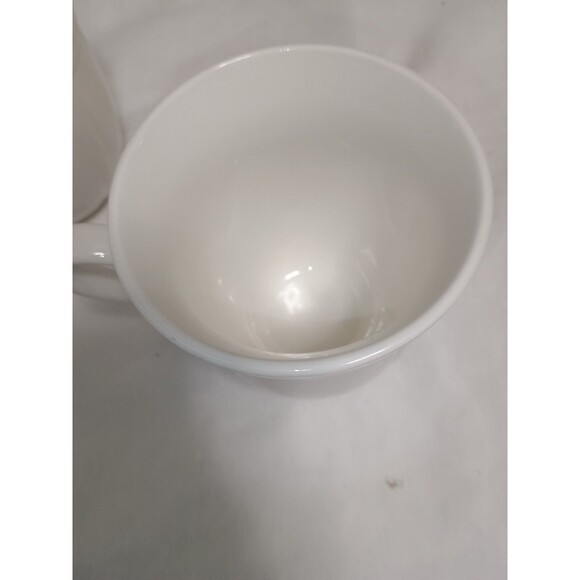 Gibson Designs LE CLAIRE White Coffee Mug Tea Cup Embossed Scalloped Set of 2 - Picture 5 of 9